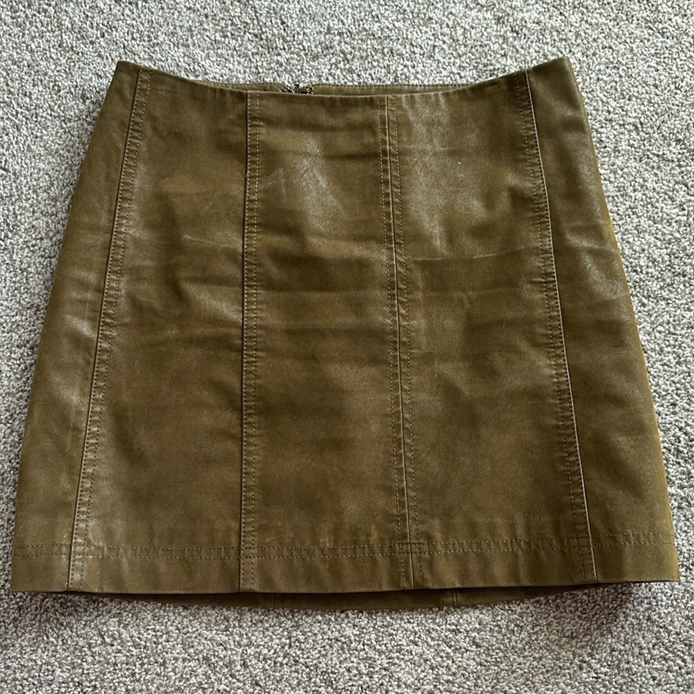 Olive green suede free people mini skirt